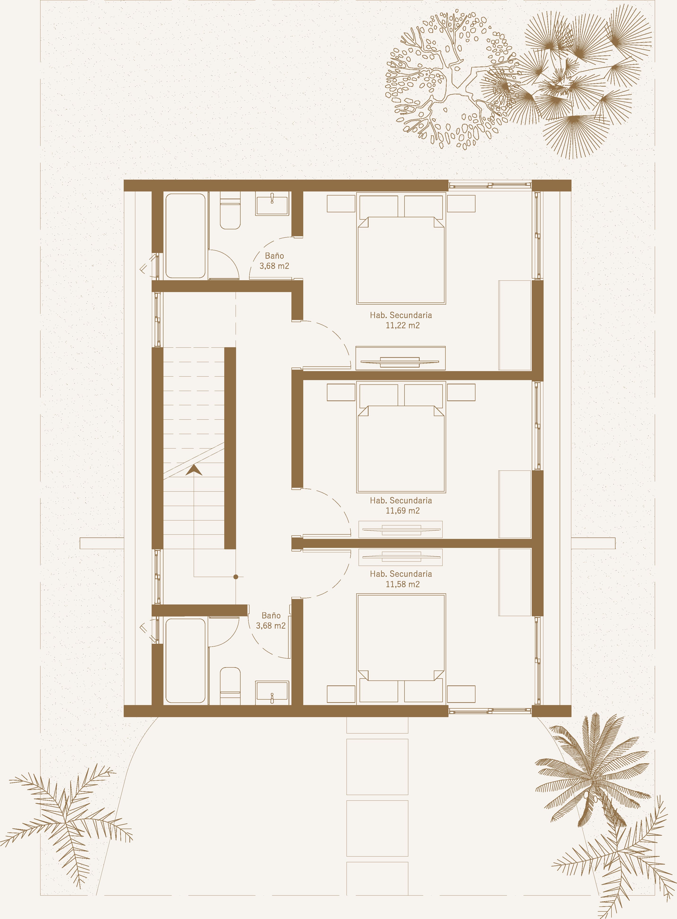 Villa Tipo B — planta nivel 2